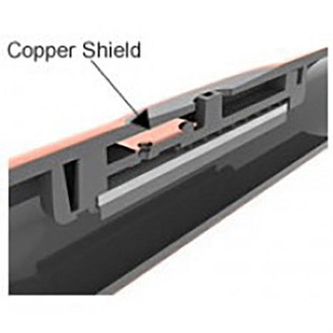 Copper shield in XFS emitter to prevent root intrusion