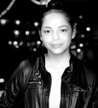 A black and white professional shot of SmartScape intern Clarissa Rodriguez Henriquez